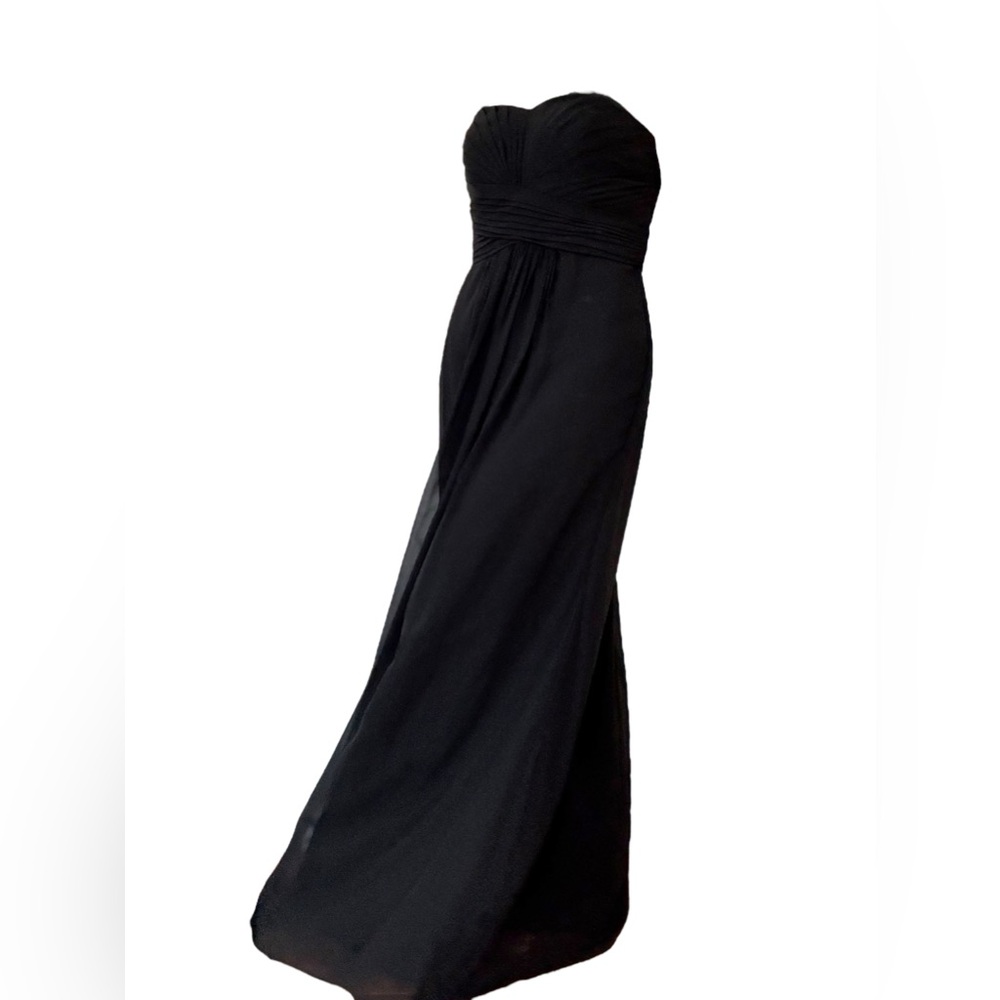 David's Bridal Black Strapless Cocktail Gown